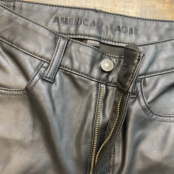 💛American Eagle Vegan Leather High-Waisted Skinny Pants Soft Lined & Stretchy - Picture 2 of 7